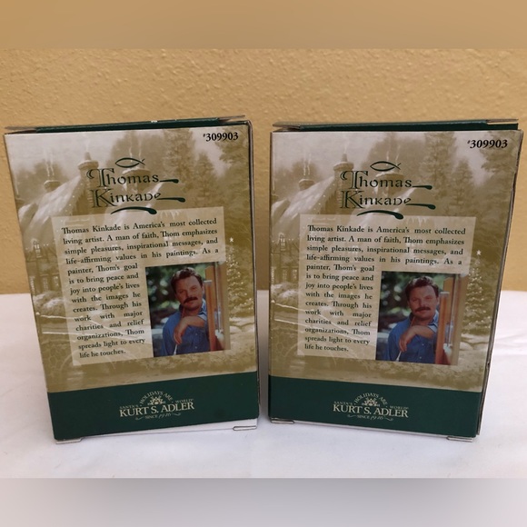 THOMAS KINKADE 2pc Church Ornament Set in Box by Kurt Adler ~ NEW - Picture 5 of 6